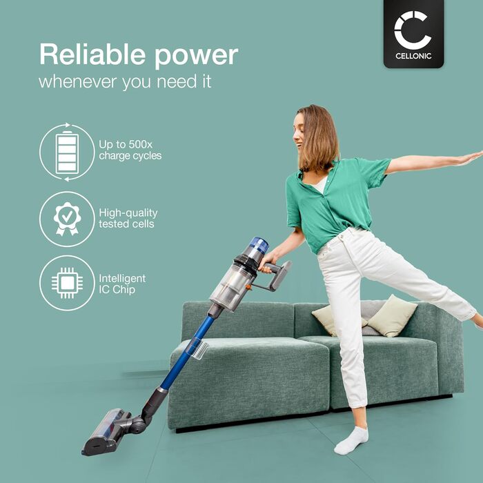 CELLONIC акумулятор для пилососа сумісний з Dyson V7 Origin, Motorhead, Trigger, +, SV11 (21.6V, 2500mAh) та Dyson V8 (4000mAh)