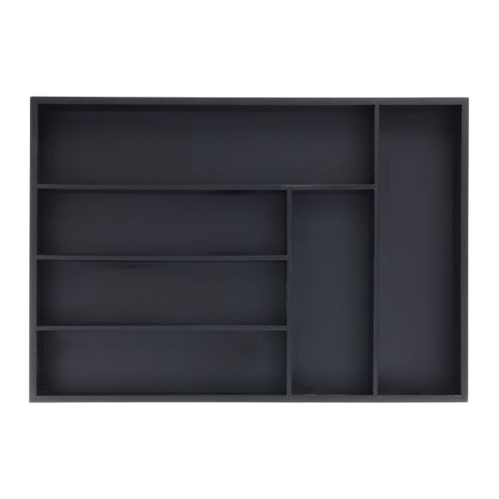 Relaxdays Black Cutlery Box with 6 Compartments