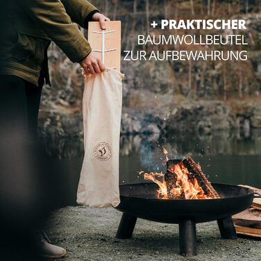 Finnwerk Salmon Plank Set - Stainless Steel Holder, Solid Birch Wood - Perfect for Grilling & Smoking - Angled System