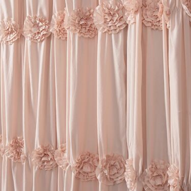 Штора для душу Lush Decor Darla з рюшами та квітковим малюнком, поліестер, біла, 183x183 см (Пудровий)