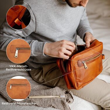 Шкіряна косметичка для подорожей Berliner Bags Vintage Paul, унісекс, коричнева (1 відділення)