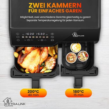 Фритюрниця Extralink 1400W Airfryer 4.2L з 10 функціями, LED-дисплеєм та економним споживанням енергії