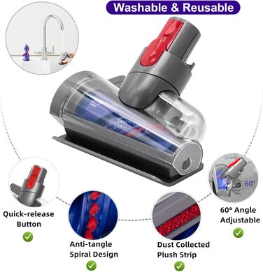 Насадка-щітка для пилососів Dyson V15, V11, V10, V8, V7 - антизаплутувальна щітка для килимів та матраців