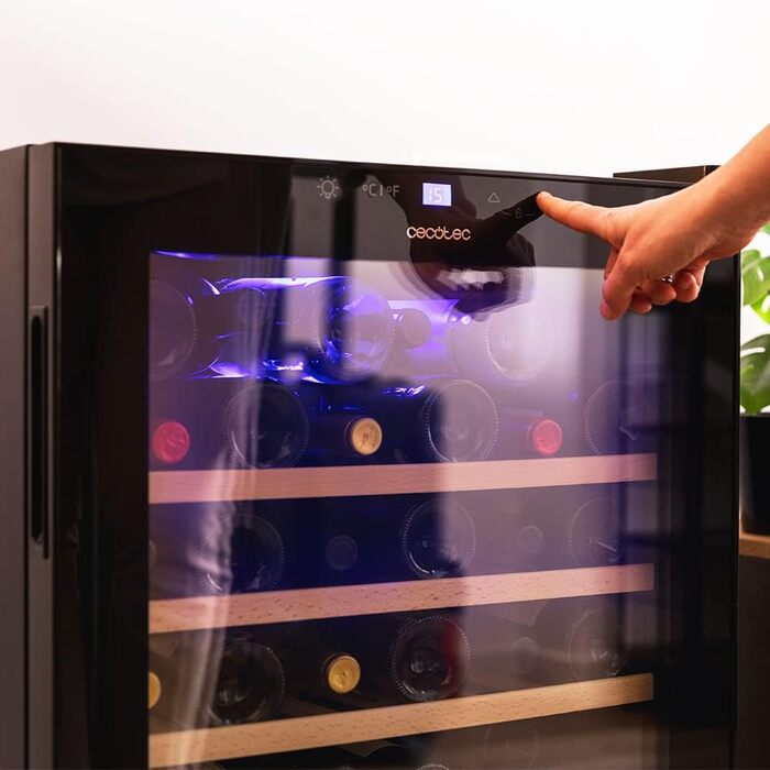 Cecotec 48-Bottle Wine Cooler - GrandSommelier 36000 - 95 Liter Compressor Wine Fridge with Adjustable Temperature, Touch Control, LED Lighting & Quiet Operation