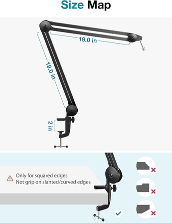 Підставка для мікрофона InnoGear: міцний шарнірний кріплення з кліпсою та кабелеутримувачами для Blue Yeti, Snowball, Hyper X, QuadCast, SoloCast, Fifine та інших великих мікрофонів