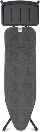 Brabantia - Ironing Board B - for Steamer - Extra Large Metal Stand - Height Adjustable - Solid Four-Leg Frame - Slightly Offset - Fits Devices up to 40 x 22 cm - Denim Black - 124 x 38 cm Ironing Board (124 x 38 cm) Steam Station Shelf Denim Black