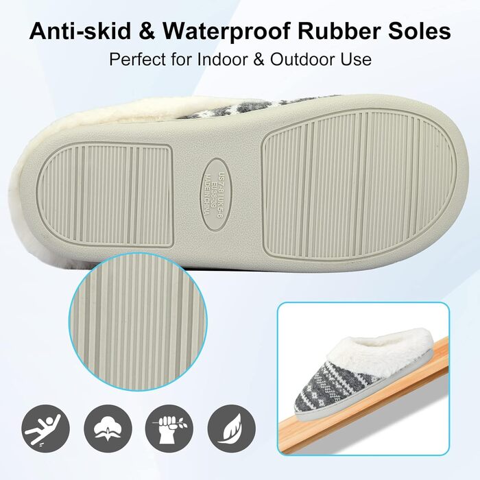 Тапочки домогосподарки AONEGOLD жіночі зимові теплі з плюшу, зручні, з пам'яттю форми, унісекс, для дому та вулиці, антиковзні (38/39 EU, сірі)