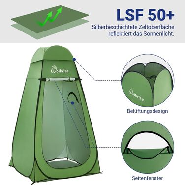 Portable Camping Shower Tent with UV Protection - Toilet Tent, Privacy Tent, Outdoor Toilet Shelter (Green, XL)