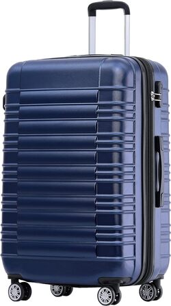 Набір валіз Beibye 2088 з подвійними колесами (M-L-XL) - комплект валіз на колесах, валіза-троль, подорожі, темно-синій