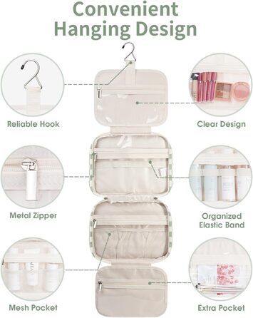 Косметичка для жінок Narwey з петлею для підвішування, велика, органайзер для косметики, сітка м'ятного кольору (середній)