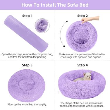 Кругле ліжко для котів та собак Nisrada, 60 см, рожеве, з неслизьким дном, для тварин, кошенят та цуценят