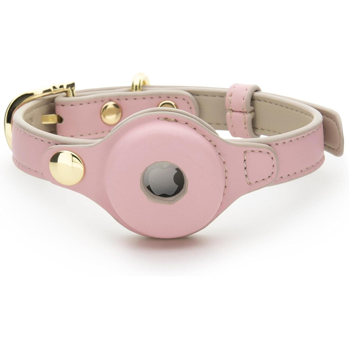 Cupertino Dog Collars, Harnesses & Leashes from Vegan Leather with Dog Tracker Device Holder, Adjustable Dog Collar (Small (Neck: 12x15), Pink) (Medium (Neck: 15x19), Pink)