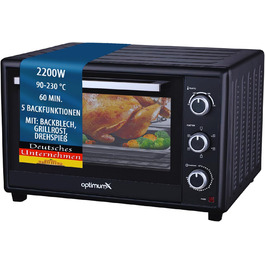 Міні-піч OptimumX 20L з конвекцією, таймером на 60 хв, для піци, 1380 Вт, чорний (60 літрів)