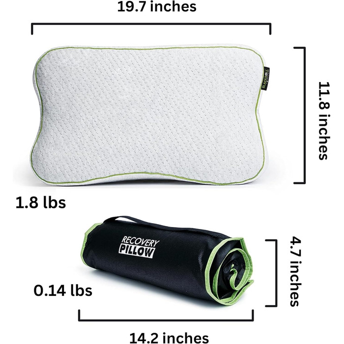 BLACKROLL® Recovery Pillow (50 x 30 cm), orthopedic pillow for restful sleep, ergonomic head pillow with travel bag for travel, neck pillow made of viscose memory foam, Made in Germany, light gray
