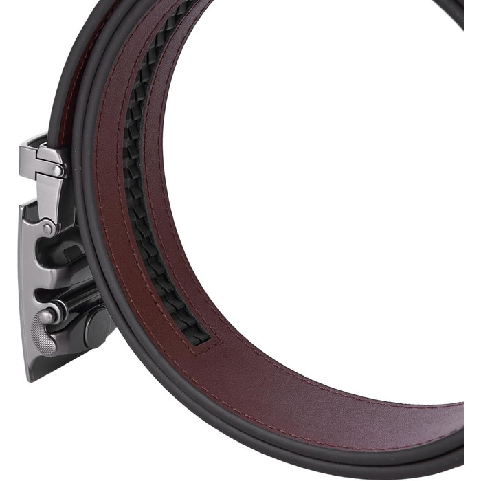 Чоловічий шкіряний ремінь VRLEGEND з автоматичною пряжкою (ратинг) без дірок для ділового костюма, розмір регулюється, з подарунковою коробкою, талія 30W-36W=довжина 110см, темно-коричневий