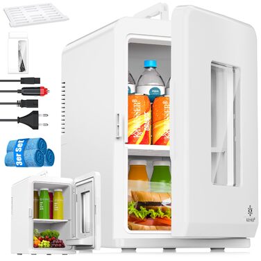 KESSER® Міні холодильник/термобокс 2в1, 15л, охолодження та нагрівання, портативний, AC/DC, 220-240V/12V, для авто, офісу, дому, кемпінгу, білий