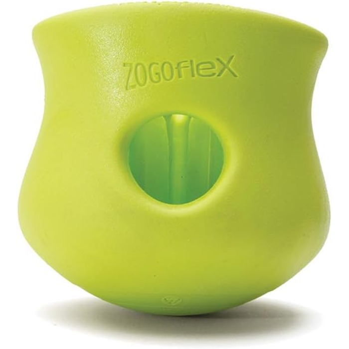 WEST PAW Zogoflex Toppl Treat Dispenser Dog Toy Puzzle - Interactive Chew Toy for Dogs - Dog Toy for Moderate Chewers, Fetch, Catch - Holds Dry Food, Treats (Small, green)
