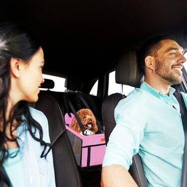 Автокрісло для собак - автокрісло для маленьких собак з ременем, водонепроникне, стабільне, для заднього та переднього сидіння, рожеве (з PVC-трубою)