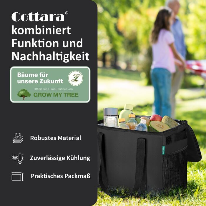 Large Cooler Bag 2-Pack made from recycled material – foldable large cooler bags with reinforced bottom – extra stable, ideal as a shopping bag, insulated bag, thermal bag, cooler box 30l