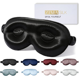 Маска для сну ZIMASILK з регулюванням, 22 momme, 100% чиста шовкова маска для сну, 3D-форма, чорна