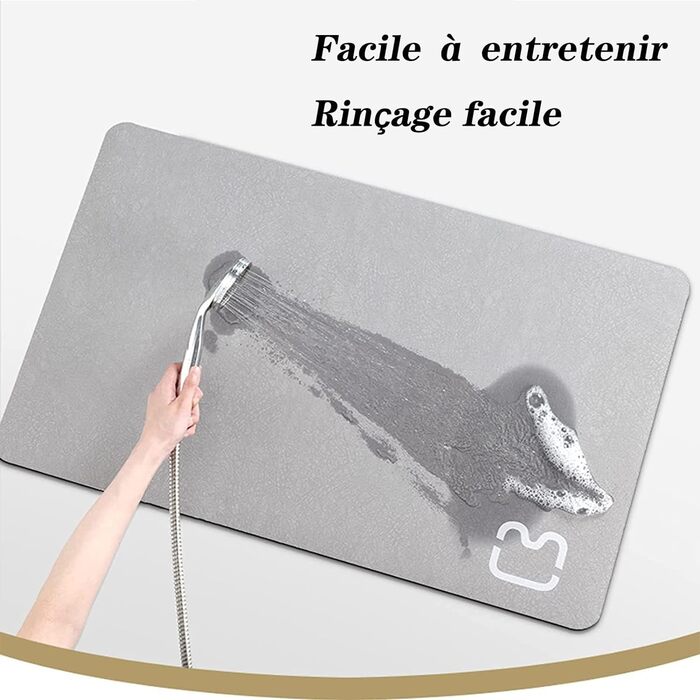 Absorbent Bath Mat, Non-Slip Bathroom Rug, Microfiber Bath Mat, Non-Slip Shower Mat, Quick-Drying, Rug for Living Room, Kitchen and Toilet, Machine Washable (grey, 40*60) Grey 40 x 60 cm
