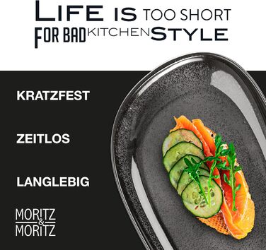 Набір сервірувальних тарілок Moritz & Moritz VIDA, антрацит (2 шт.) - великі тарілки з високоякісного порцеляну, сучасний дизайн, підходить для мікрохвильової печі та посудомийної машини, ідеально для салатів, м'яса на грилі, закусок та іншого