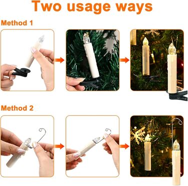Cimetech 1920s Christmas Tree Candles Wireless LED Floating Candles Christmas Tree Lighting String Lights Christmas Tree Warm White Christmas Decoration with Remote Control Timer 1.5 x 8 cm