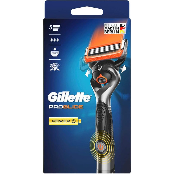 Електрична бритва Gillette Fusion5 ProGlide Power для чоловіків, металева, чорна, 1 шт.