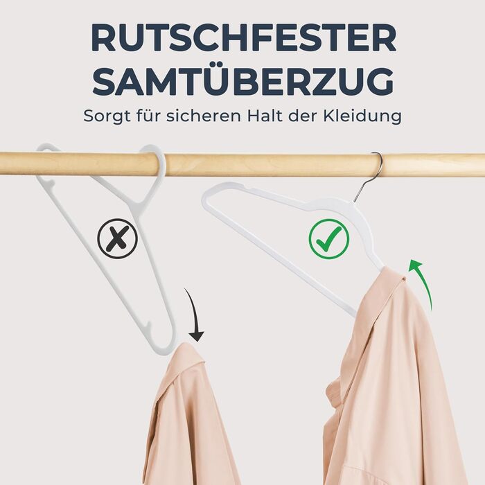 Набір вешалок для одягу HOUSE DAY, 50 шт., велюрова поверхня, нековзкі, обертовий гачок 360°, для сорочок, костюмів, пальто, светрів, штанів, білий