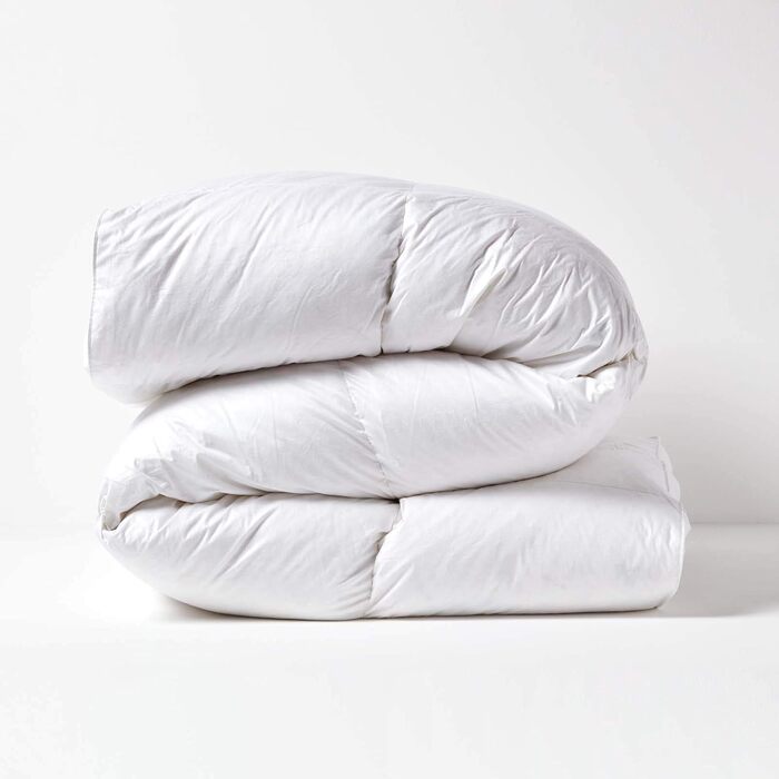 HOMESCAPES Mattress Topper 180 x 200 cm with 100% Goose Down Filling, Natural Mattress Pad with 100% Cotton Cover, Washable Mattress Protector White
