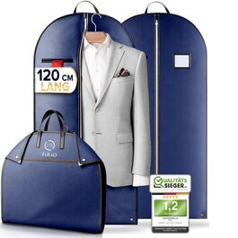FiRiO® Чохол для костюма преміум класу (2 шт) 120x60 см - Синій. Дорожній та зберігаючий чохол для костюмів, сорочок. Потовщений, дихаючий матеріал.