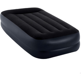 Надувне ліжко Intex Queen Pillow Rest Raised з технологією Fiber-Tech, чорний верх/синій низ, 64124 (Twin), для дорослих