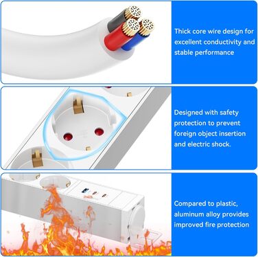Мережевий фільтр із захистом від перенапруги, 10 розеток, поворотний на 360°, для стін, кабель 1.8м, 16A/4000W, для офісу та дому, чорний