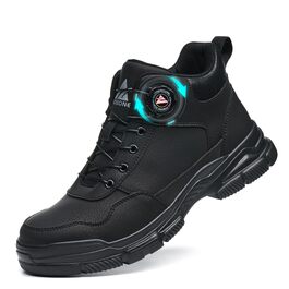 Черевики безпеки для чоловіків та жінок. Легкі, водонепроникні робочі черевики з металевим підноском та поворотним закриттям. Розмір 44 EU, чорний колір.