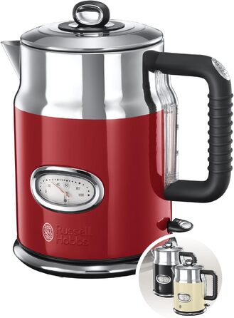 Тостер Russell Hobbs Retro з нержавіючої сталі [для 2 тостів] з підігрівачем для бургерів, 6 рівнів підсмажування, функція розморожування та підігріву, 1300 Вт, Vintage 21680-56