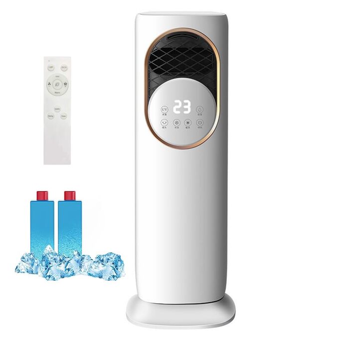 Мобільний кондиціонер з водяним охолодженням, 180° поворот, 3 швидкості, пульт, 4L бак, без шланга для витяжки - для офісу та спальні