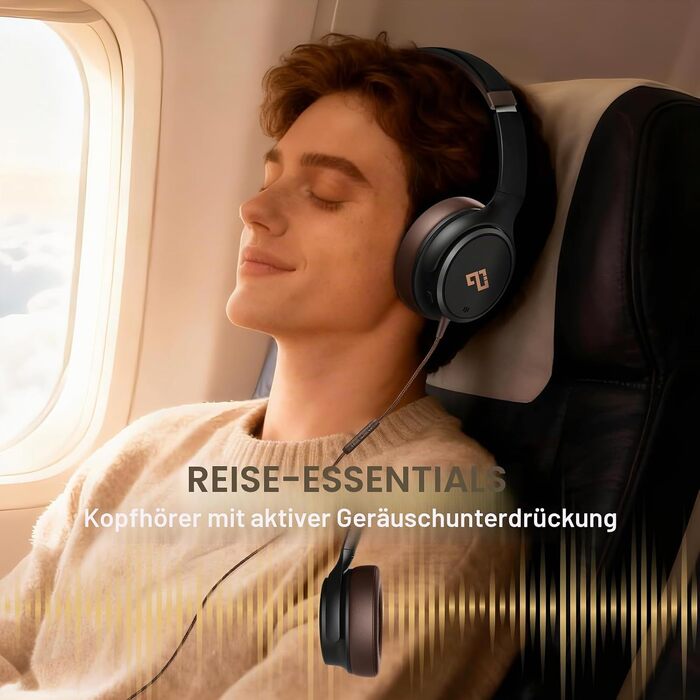 Накладні дротові навушники INFURTURE з USB-C та активним шумозаглушенням (Noise Cancelling), коричневі
