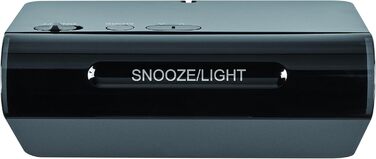 TFA Dostmann ICON Digital Radio Alarm Clock, 60.2543.05, Alarm with individual snooze duration, 2 brightness levels, very bright red LED digits, radio clock, black