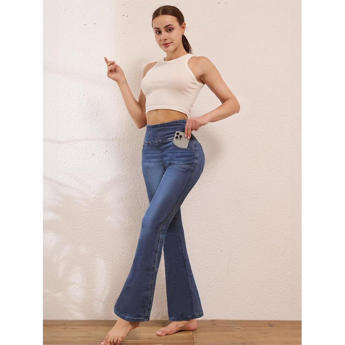 Джинси жіночі Chase Hot Bootcut, висока талія, еластичні джеггінси з кишенями, темно-сині (XXL, внутрішній шов 29)