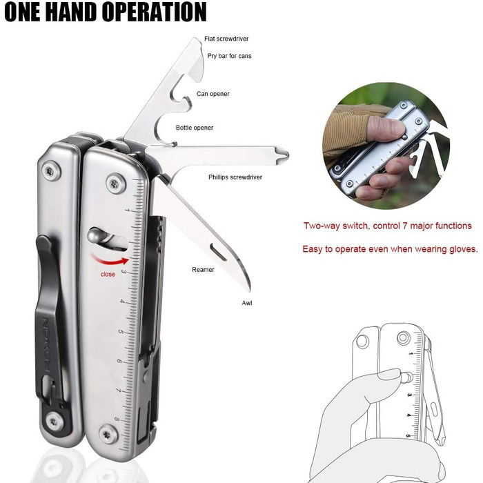 ROXON S803E Elite Update Multi-Tool - 20-Function Survival Knife with Pliers & Fire Starter | EDC Outdoor Tool
