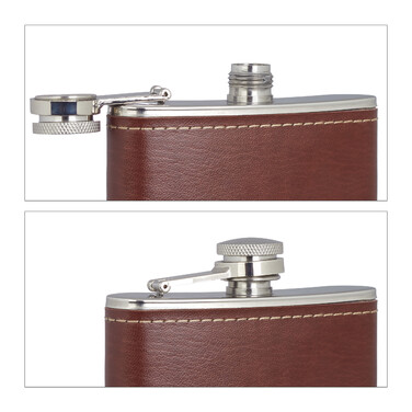Relaxdays 200ml Flask with Faux Leather