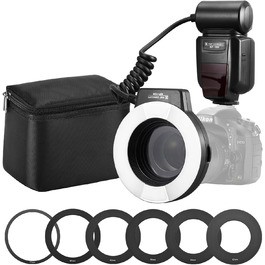 Кольцевий світловий прилад K&F Concept TTL для Nikon DSLR, GN 14, з AF-підсвічуванням та адаптерними кільцями