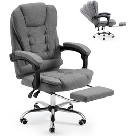 Офісний крісло YODOLLA, 200 кг, ергономічний, з регульованою спинкою, з підніжкою, сірий