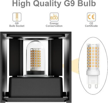 LED-стінні світильники Klighten 2 шт. з регульованим кутом освітлення, тепле світло 3000K, алюміній, для внутрішнього та зовнішнього використання, антрацит (чорний)