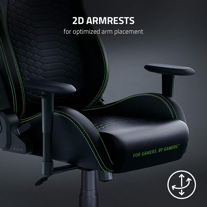 Ігрове крісло Razer Iskur X, ергономічне, багатошарова екошкіра, піна високої щільності, чорний/зелений