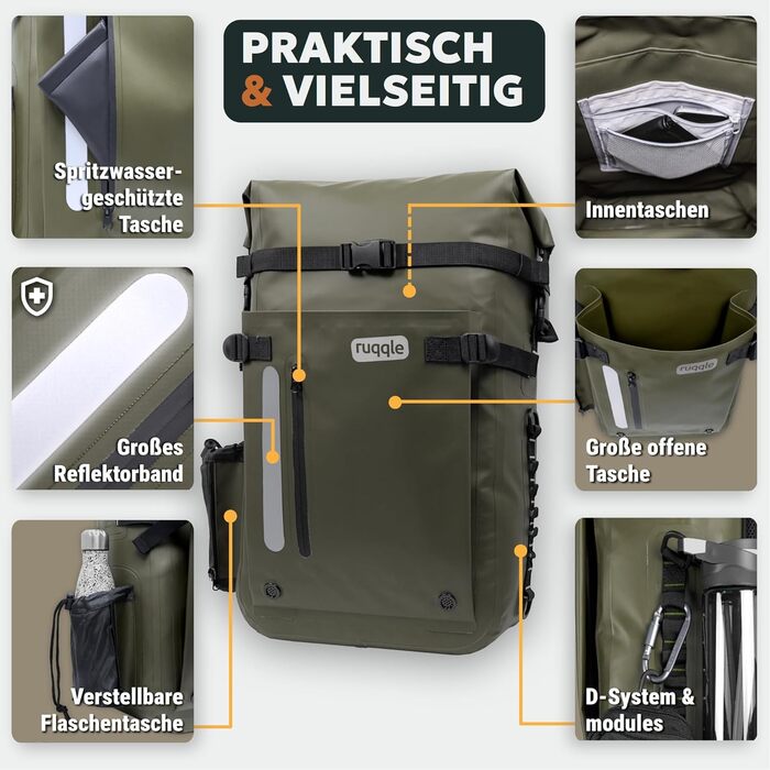Waterproof Backpack, Versatile, Waterproof Bag, Dry Bag 20/30/45 L, with 3 Outer Pockets, Comfortable, RollTop, Beach, Boat, Kayak, Paddle, Canoe, Hiking, Camping, Fishing, Motorcycle