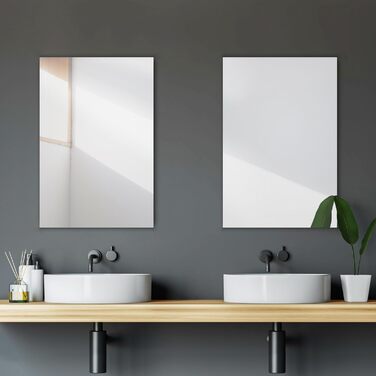 Дзеркало настінне прямокутне 40x60 см без рами, сучасне для ванної кімнати, HD скляне дзеркало