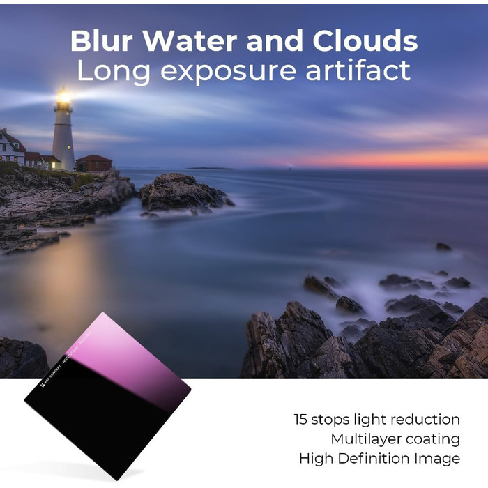 Набір фільтрів K&F Concept Nano-X: квадратний фільтр, тримач, адаптерні кільця (ND32000)