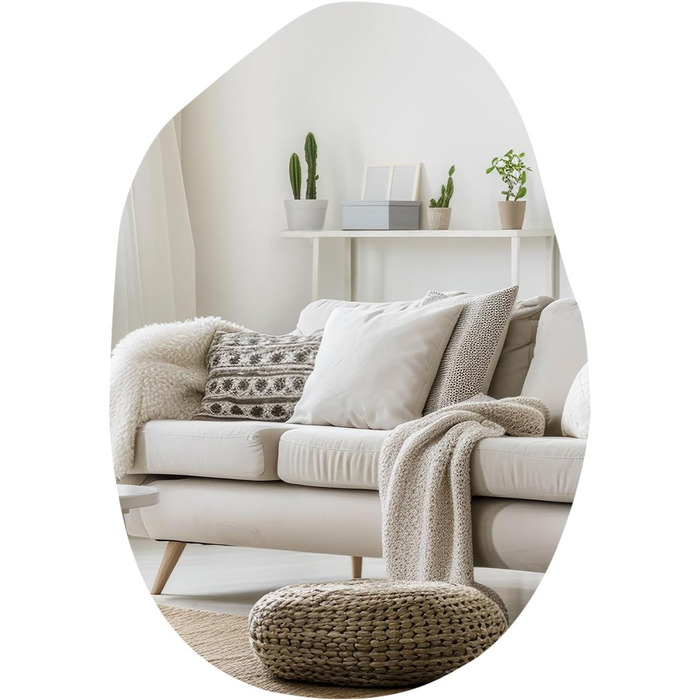 Дзеркало Boromal Spiegel чорне 40x60 см з металевим обрамленням для ванної, туалету, спальні (55x80 см, асиметричний стиль D)