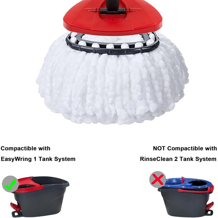 6 Replacement Heads for O-Ceda EasyWrin Spin Mop, Microfiber Spin Mop Refills, Easy Cleaning Mop Head Replacement
